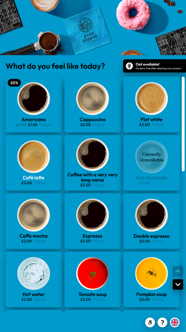 COTI 2 touchscreen, drankkeuze